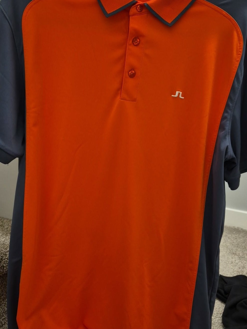 J.Lindeberg Orange & Navy Athletic Polo